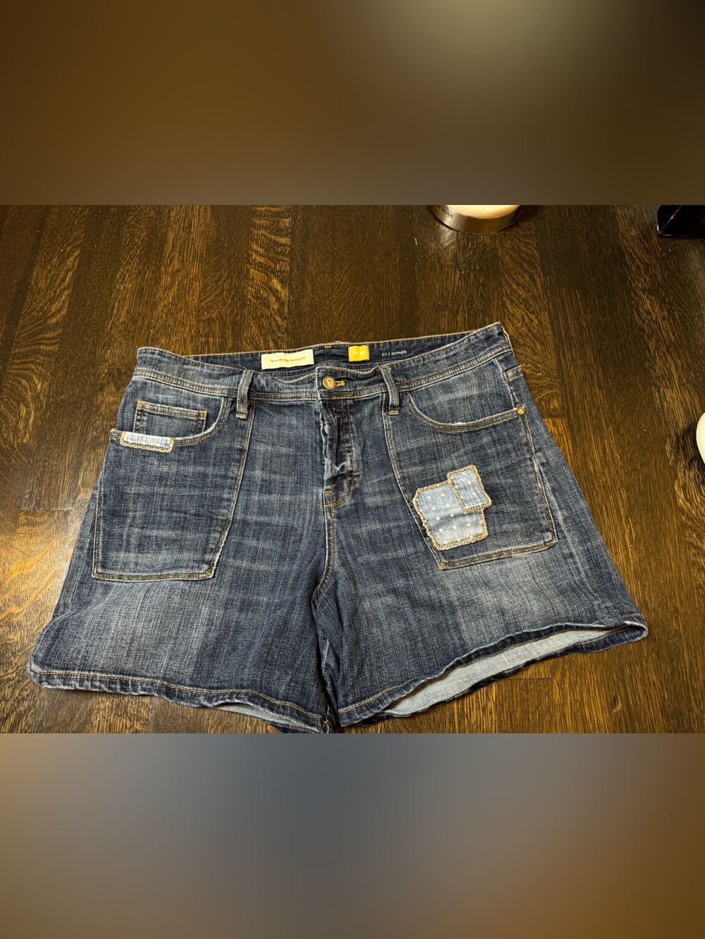 Pilcro Dark Blue Denim Shorts with Contrast Stitching 32